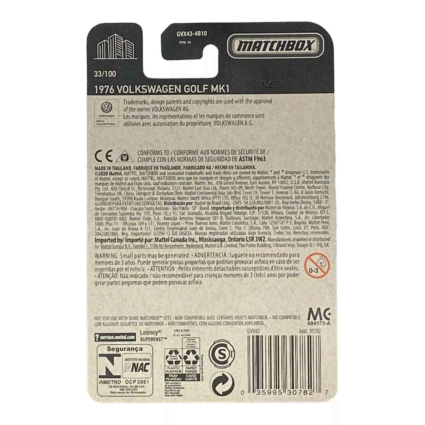 Matchbox 1976 Volkswagen Golf MK1 - Matchbox Series 33/100