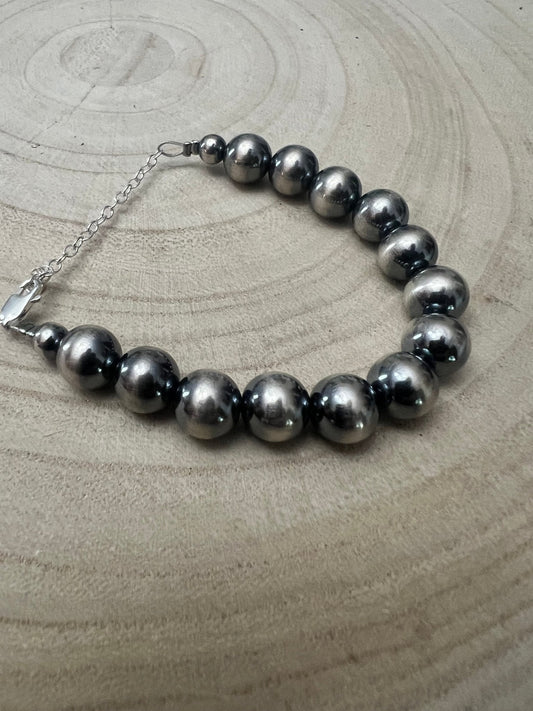 10mm Sterling Silver Pearls bracelet - 6 inch bracelet