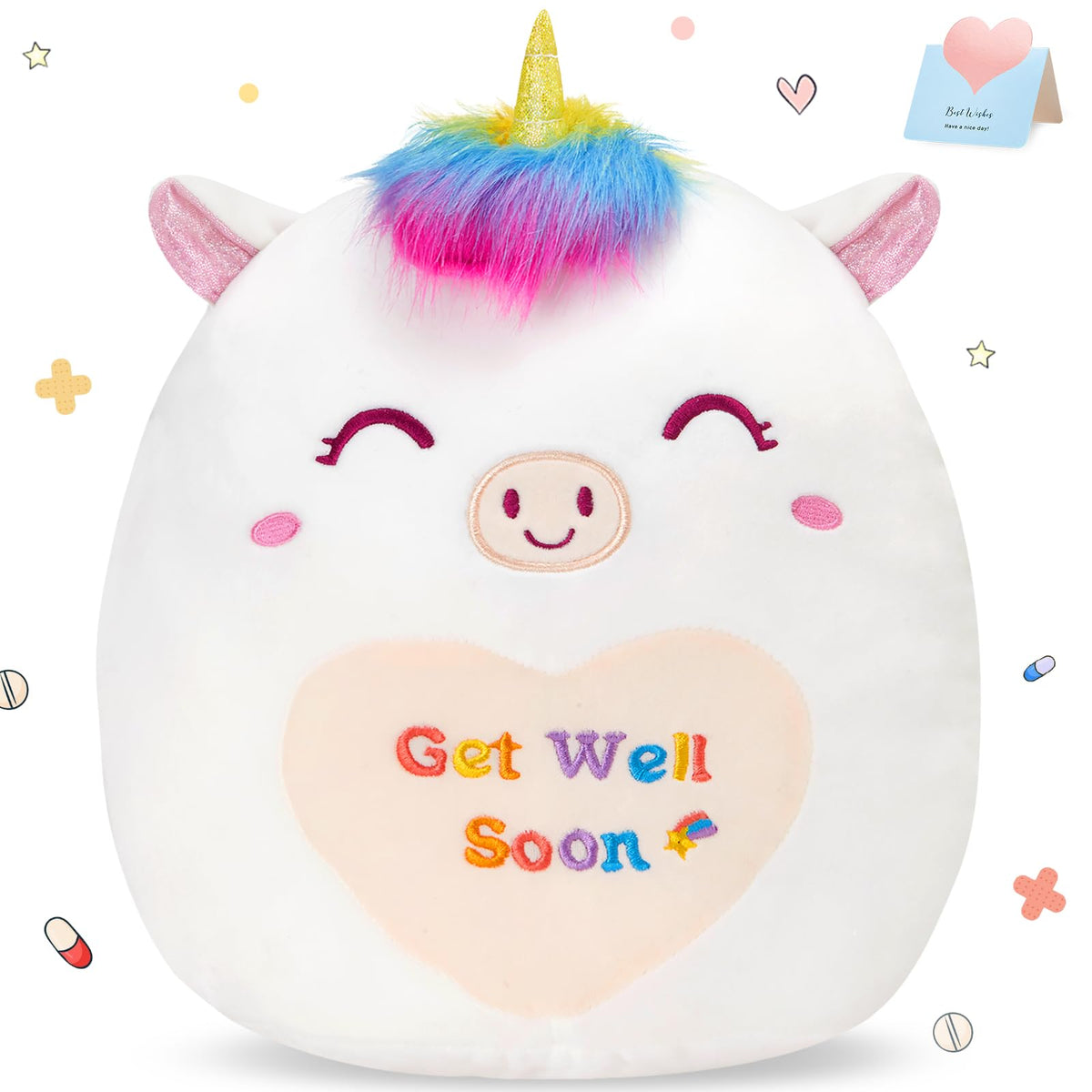 12" Get Well Soon Unicorn Plush Pillow