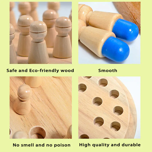 Montessori Wooden Memory Chess Matching Game