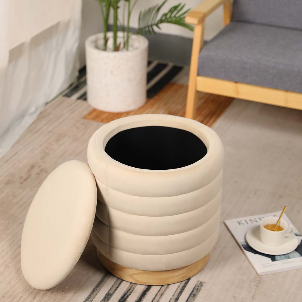 16.5" Ottoman with Storage (Cream)