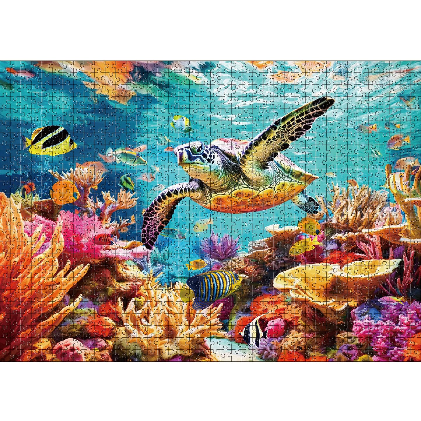 takfot Puzzles for Adults 1000 Pieces - Ocean Beach Sea Turtle Coral - 1000 Piece Puzzles with Letters on Back - Jigsaw Puzzles 1000 Pieces for Fun Game Nights - 27.6" L X 20.5" W 1:1 Poster