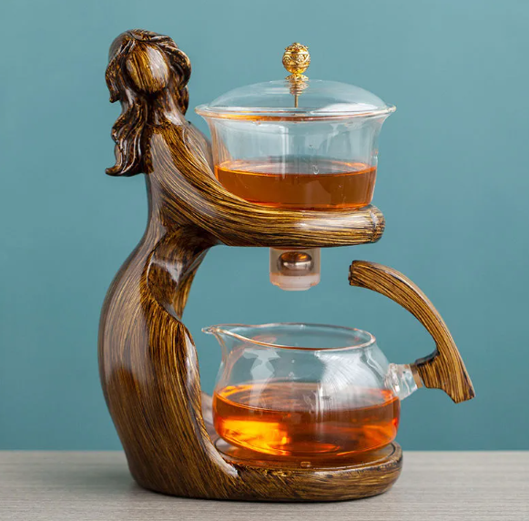 Semi-Automatic Glass Kung Fu Tea Set with Infuser