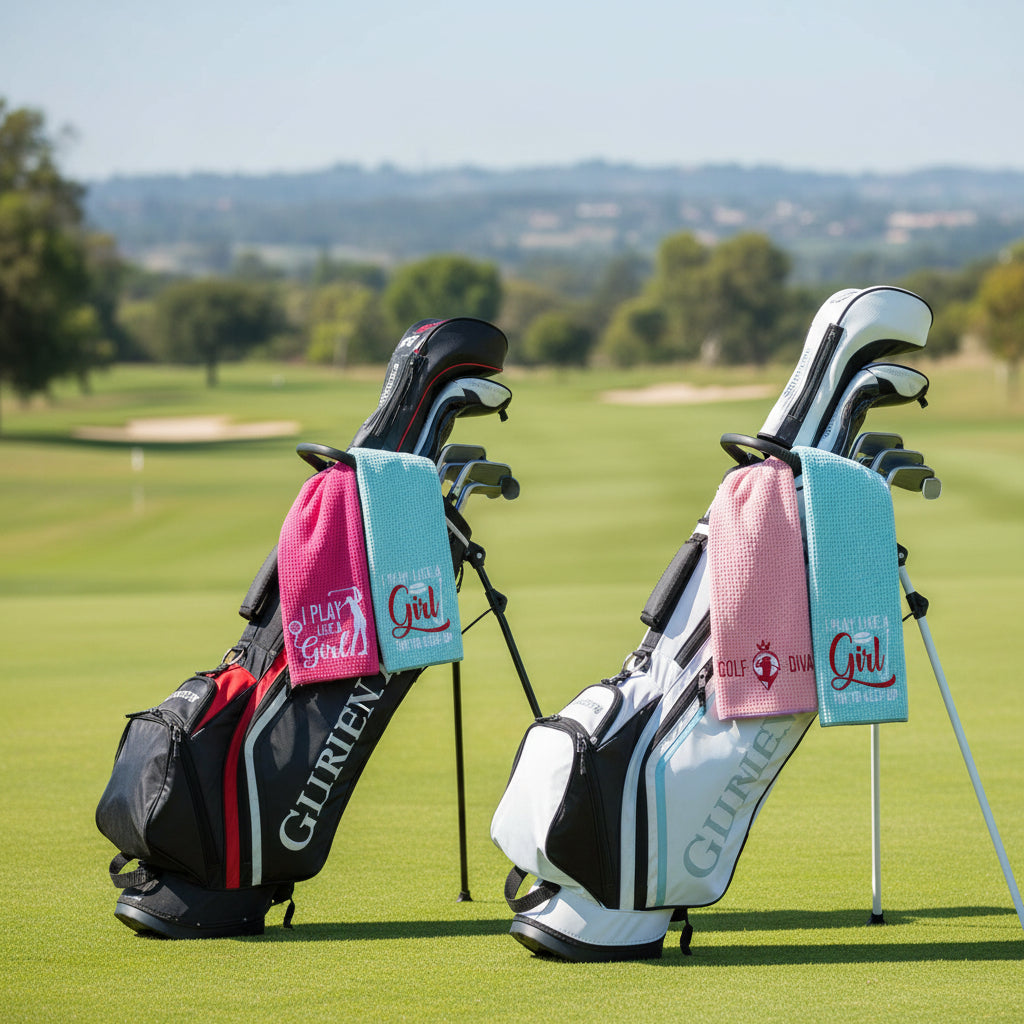 Set of 6 Funny, Embroidered Golf Towels