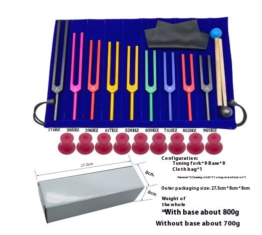 Solfeggio Tuning Fork Set, 9-Color Aluminum Alloy