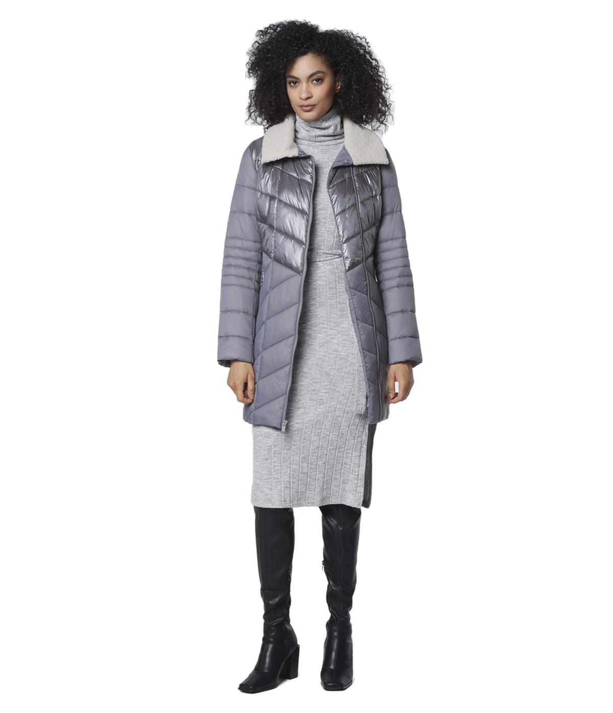 ANDREW MARC Women's Mid-Length Quilted Puffer Jacket