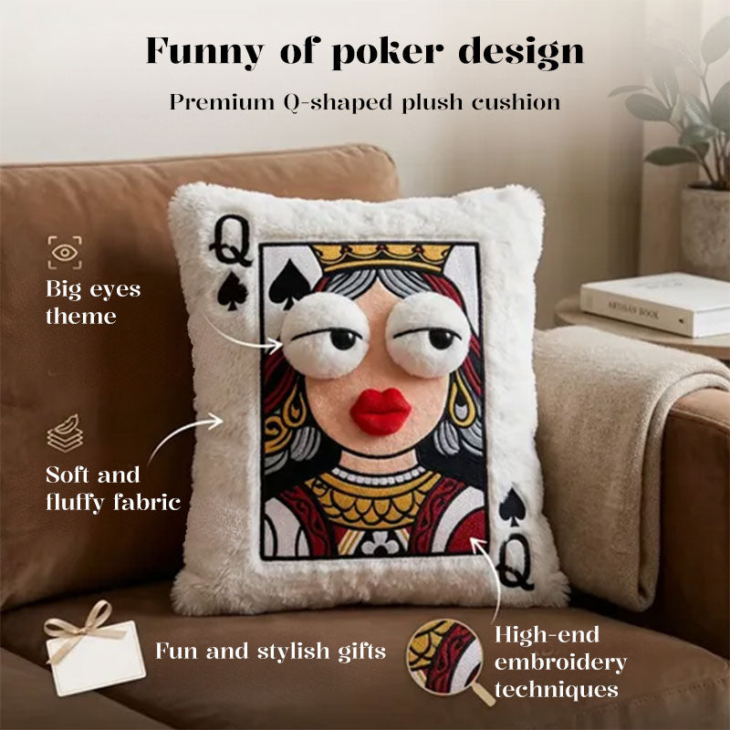 Quirky Embroidered Square Throw Pillow