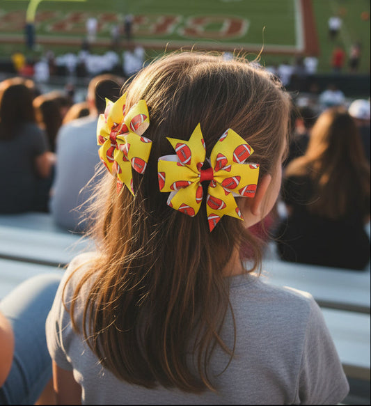 Football Bow Hair Clips