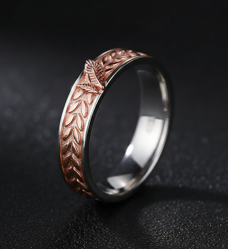 Couple's Adjustable Rose Gold and Sterling Silver Rings
