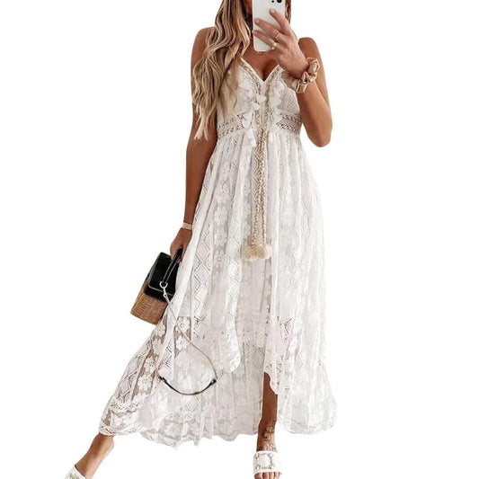 Women’s Boho Floral Lace Dress – Crochet Tassel Size 3X