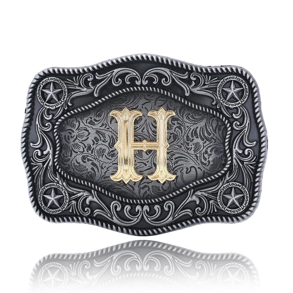 Doitby Initial Belt Buckle Western Cowboy Belt Buckle Texas Belt Buckle with Letter for Men Women