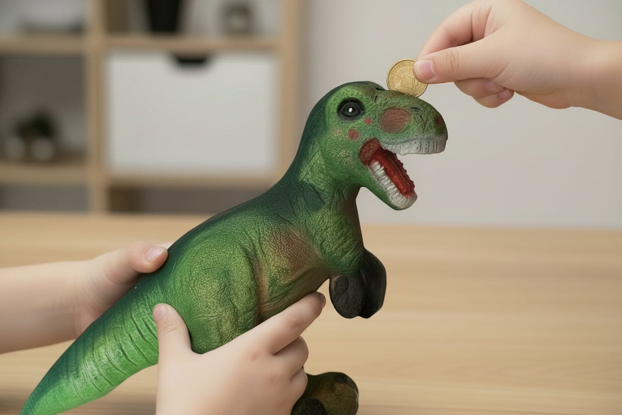 Dinosour Red & Green Piggy Bank