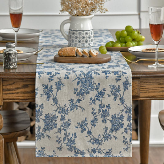Chinoiserie Cotton Table Runner 13x72 Inch