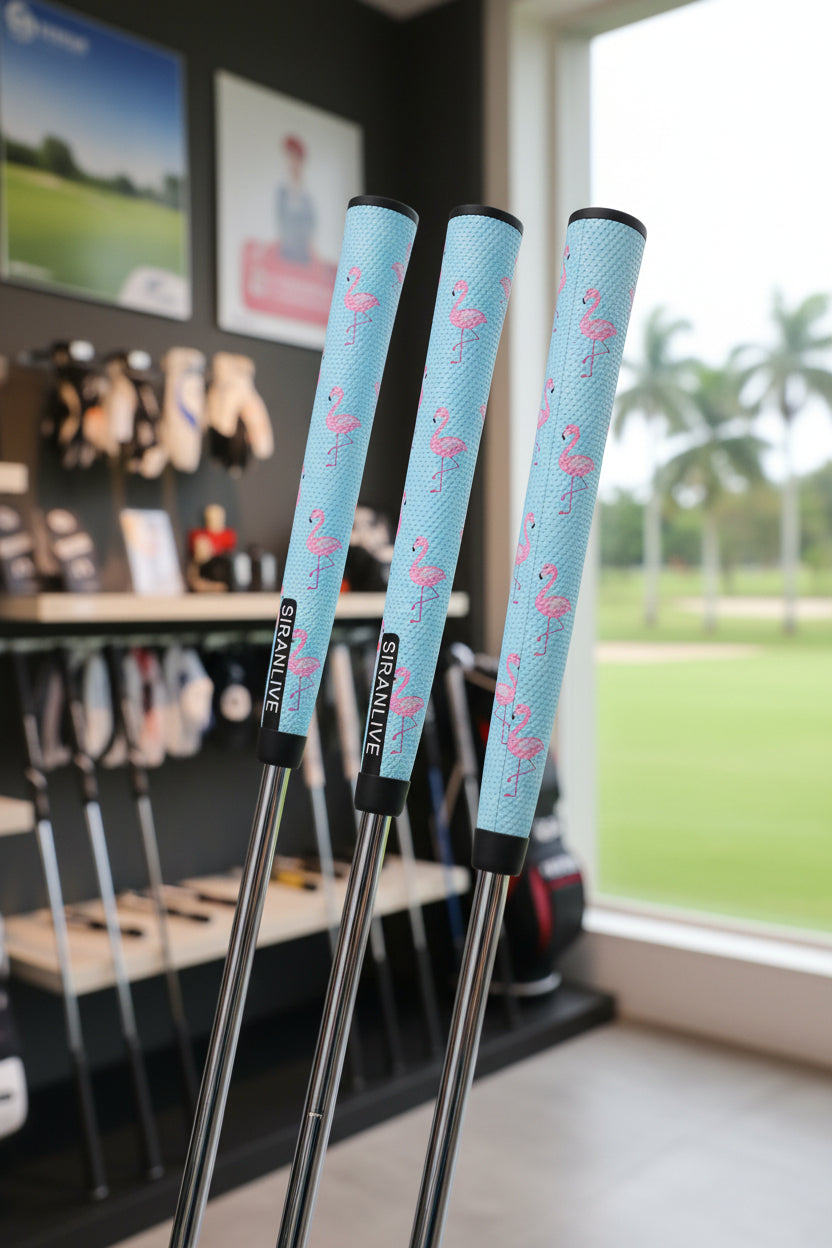 Flamingo-Print Leather Golf Putter Grip