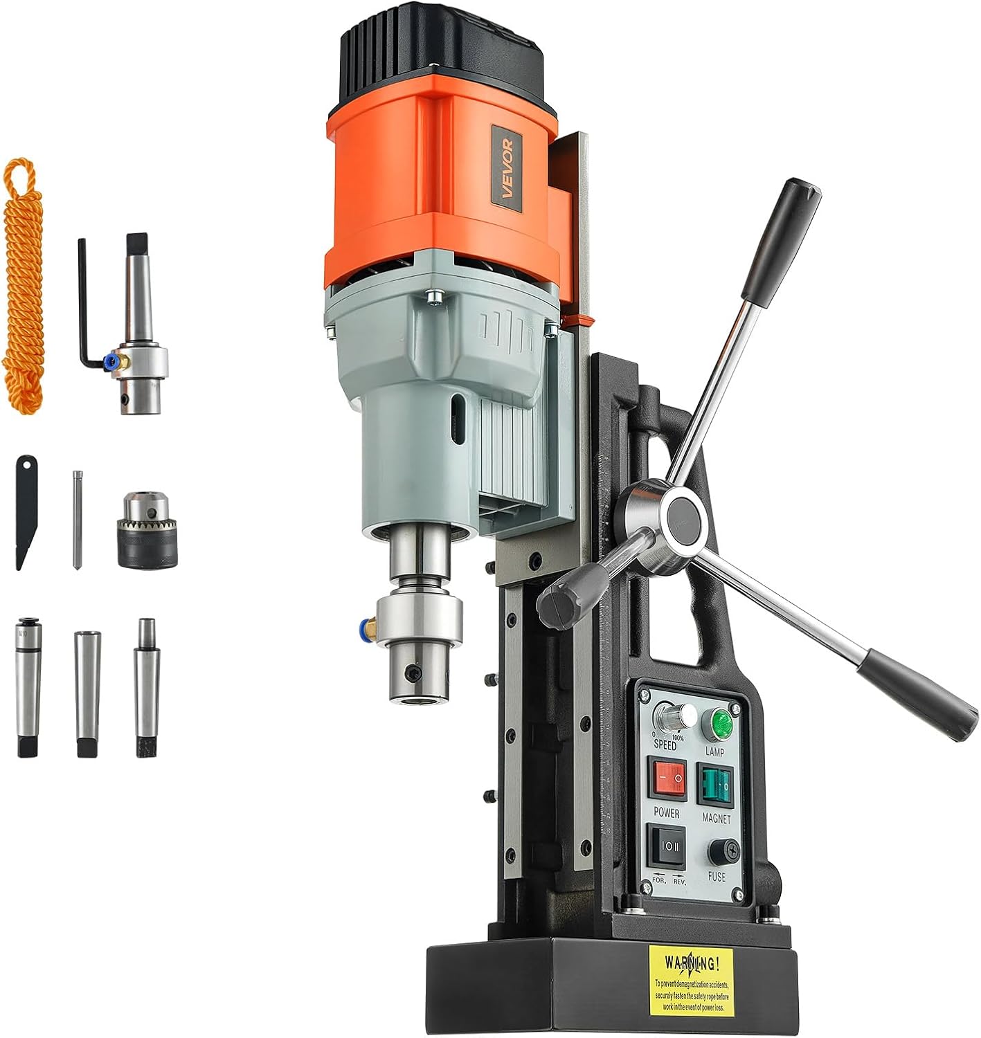 VEVOR Mag Drill Press, 1300W 1.57" Boring Diameter, 2922lbf Power Portable Magnetic Drill, 810 PRM, 11Pcs Drill Bits Electric Drilling Machine for Metal Surface, Industrial and Home Improvement