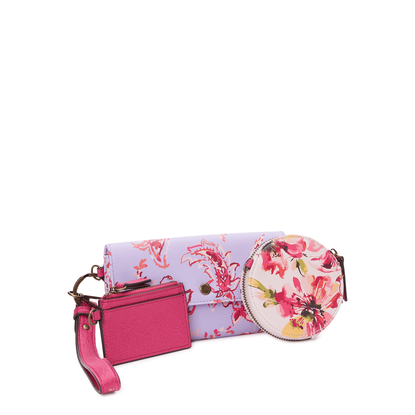 The Pioneer Woman Milo Women's Trio Coin Pouch, ID holder and Wallet Pink Floral