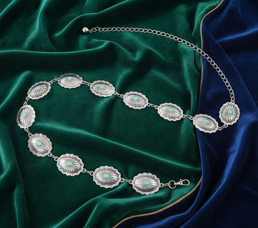 Vintage Turquoise Alloy Belt