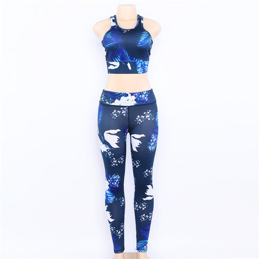 Floral Print Yoga Set - Bra & Leggings Outfit