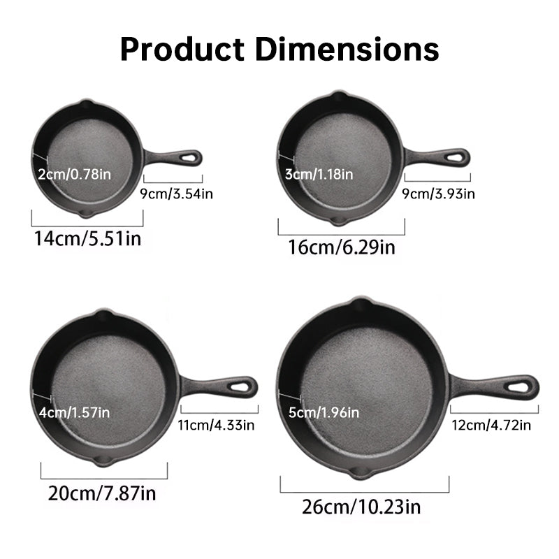 4-Pack Cast Iron Skillet Set