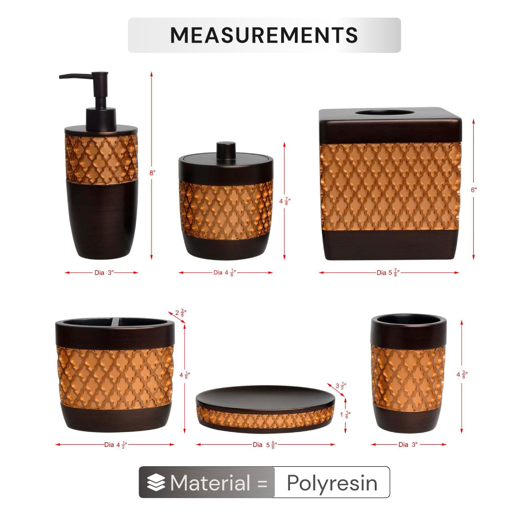 The Wally Collection – Elegant Modern Bathroom Décor Accessories Set of 6