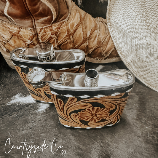 Legend Tooled Leather Flask