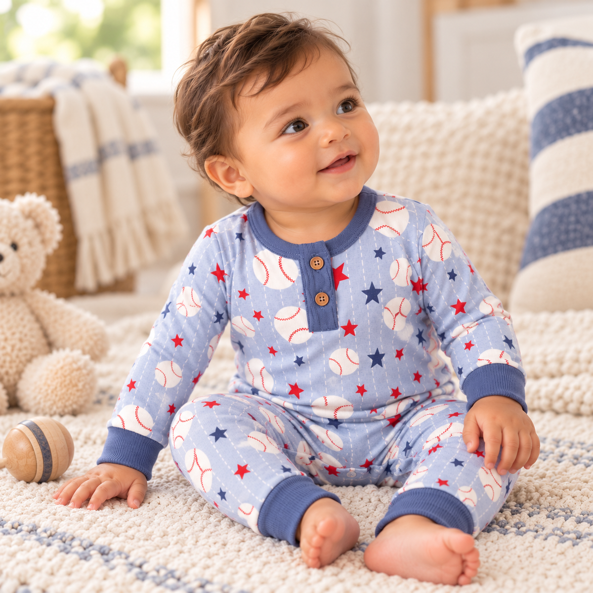 Grand Slam Baseball Bamboo Henley Romper
