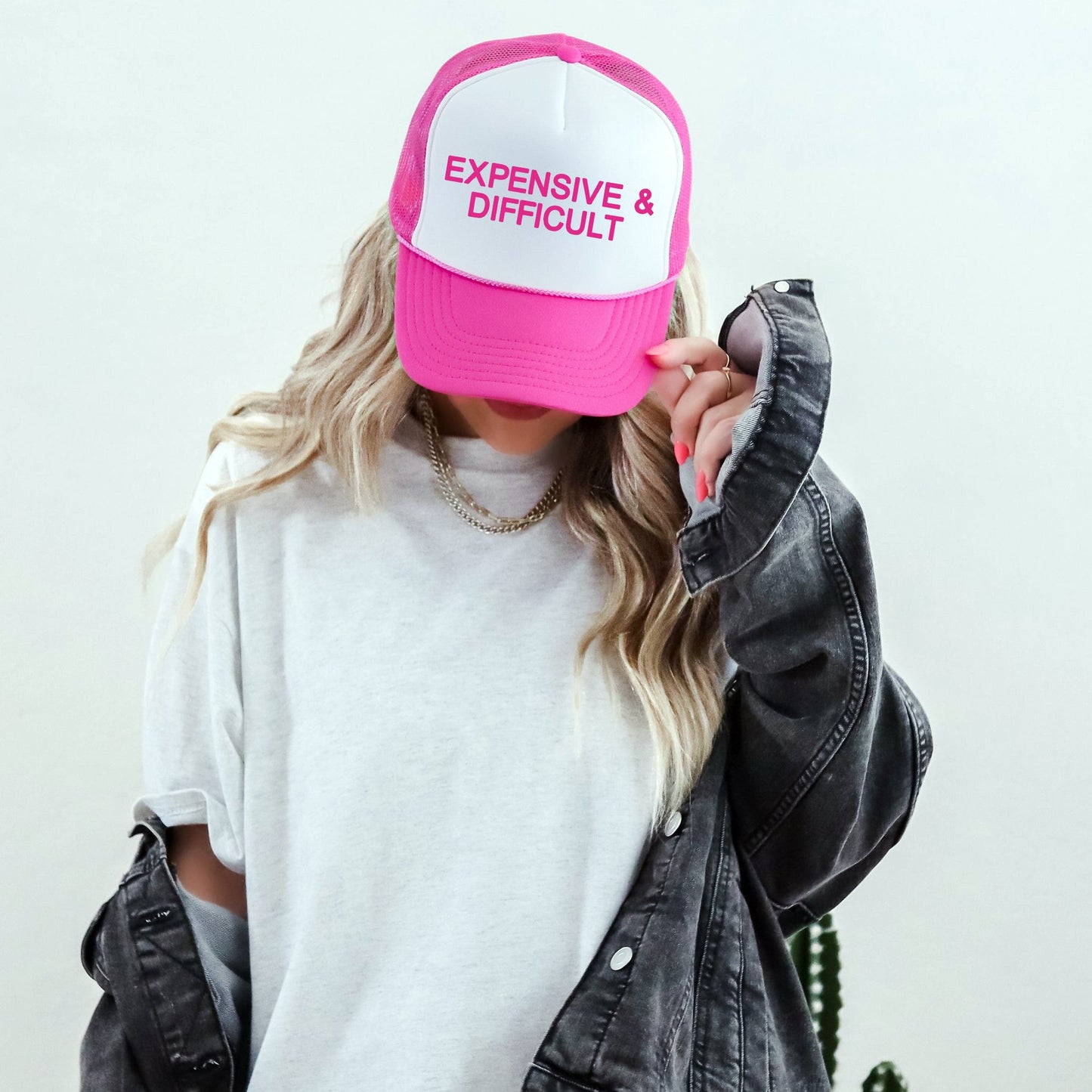 Expensive & Difficult, Sassy, Funny, Bright Pink Snapback Trucker Hat