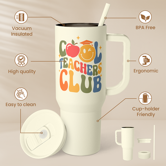 Beige Teacher Slidemate | Slider Tumbler with Handle 40oz