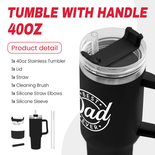 Black Best Dad Ever Quencher Tumbler with Handle 40oz
