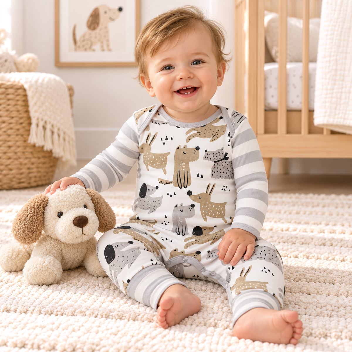 Baby Boy Puppy Dogs Cotton Romper