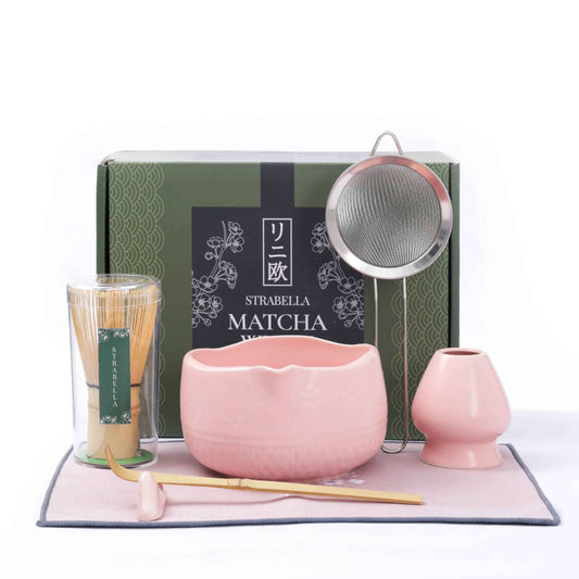 Strabella Matcha Whisk Set – Premium Bamboo Whisk & Ceramic Bowl Holiday Gift Set