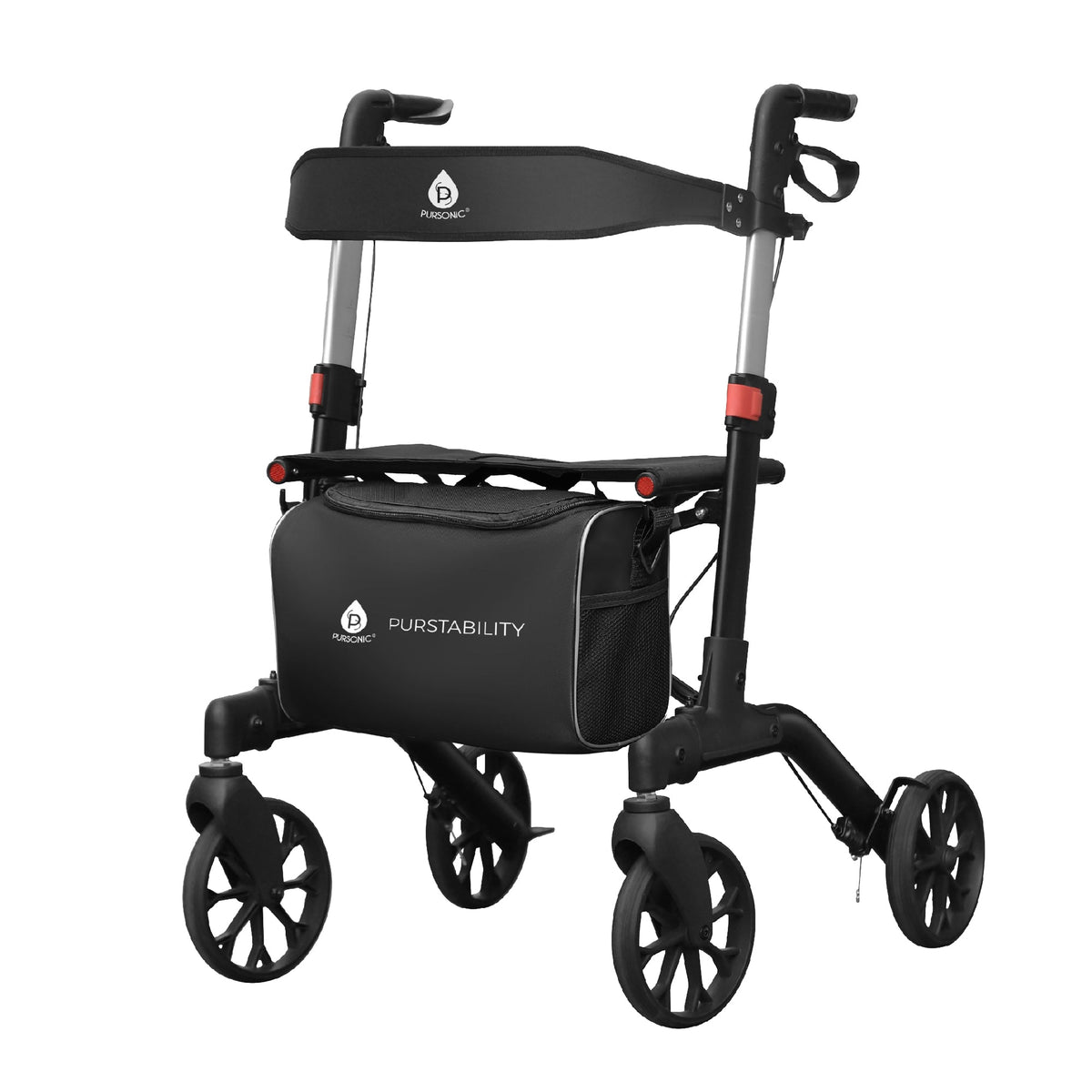 Foldable Wheeled Walker with Backrest and Bag