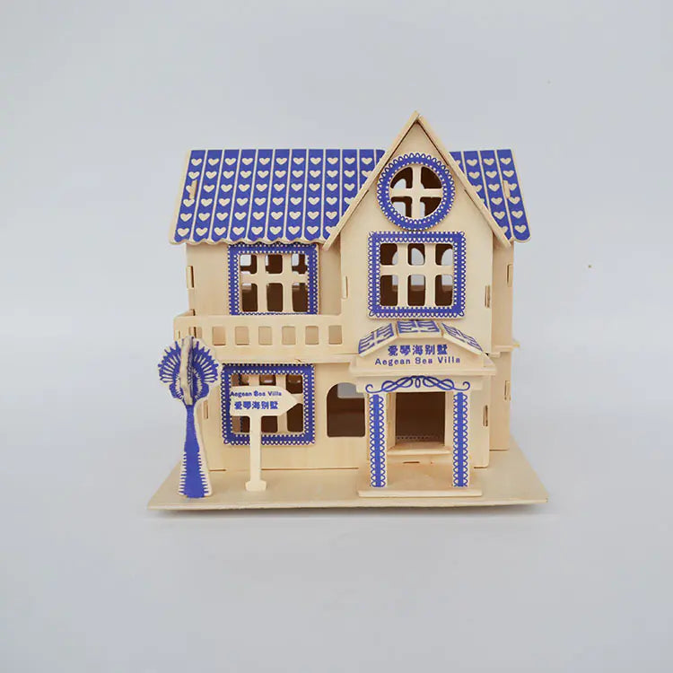 3D Wooden House Model (Aegean Villa) Puzzle Toy
