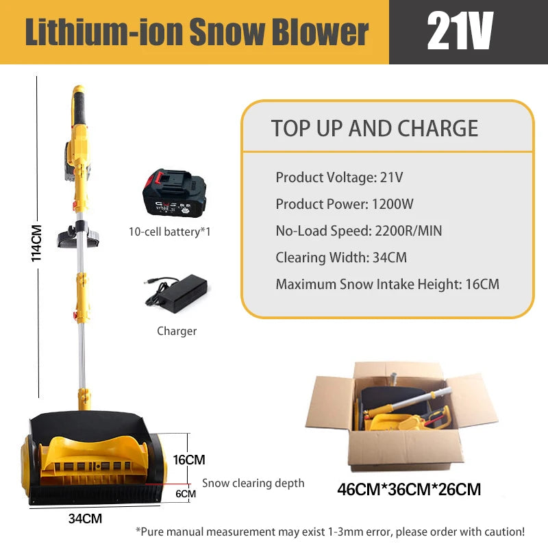 1200W Electric Battery-Powered Cordless Snow Blower