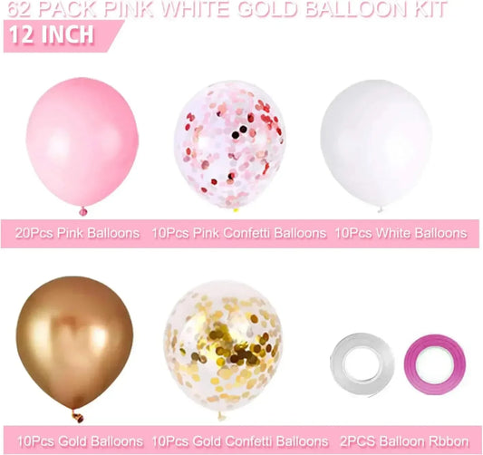 Pink Gold Confetti Latex 12 Inch Balloons Kit