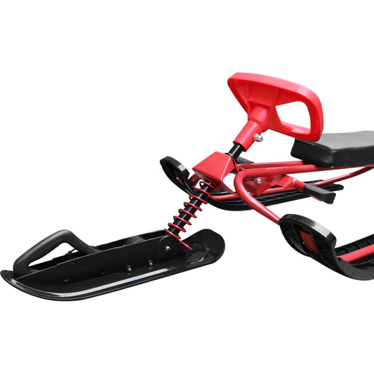 Snow Racer Ski Sled with Steering Wheel and Twin Brakes