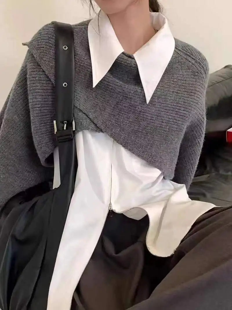 Bat-sleeved Sweater for Women in 2025 New Autumn Design, Lazy Style, Long Sleeves, Irregular Outer Shawl