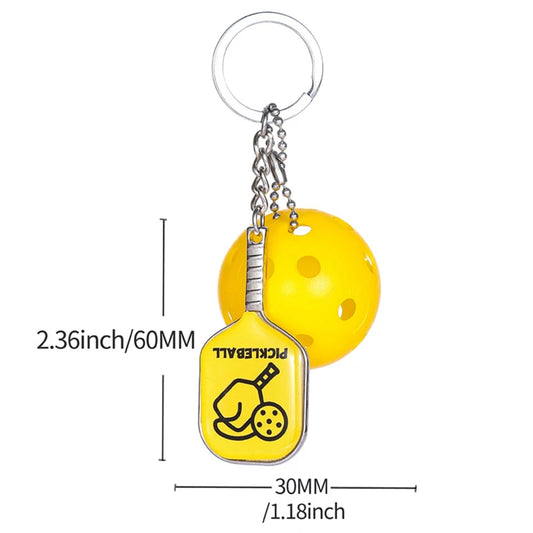 Mini Metal Pickleball Racket Keychain