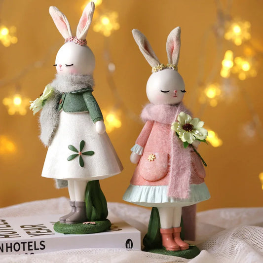Easter Cartoon Cute Rabbit Home Table Resin Ornaments Forest Style Kids Happy 1st 2nd Birthday Party Decorations Gift for Girls