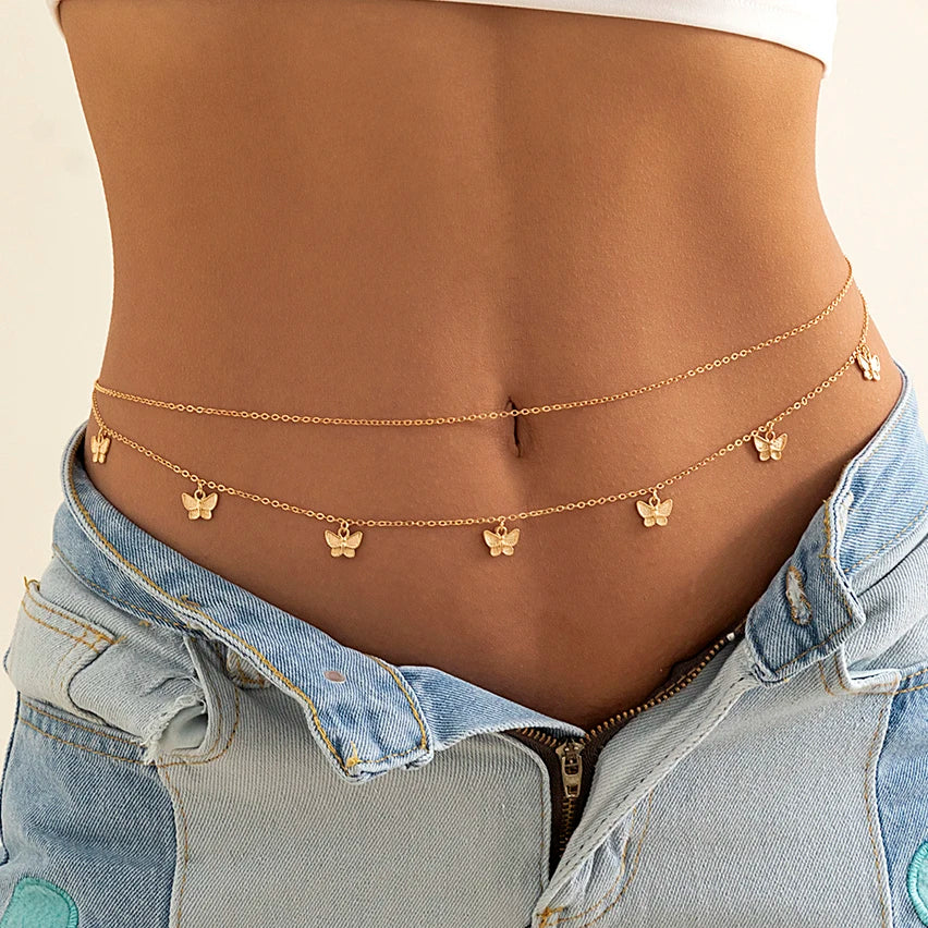 Crystal Glass Belly Belt Waist Chain