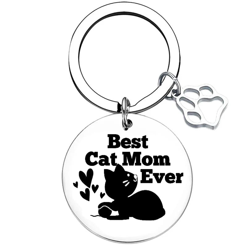 Cute Cat Mom Keychain Cats Mama Cats Mommy Key Chain Pendant Jewelry Cat Lover Gift Cat Grandma Gift