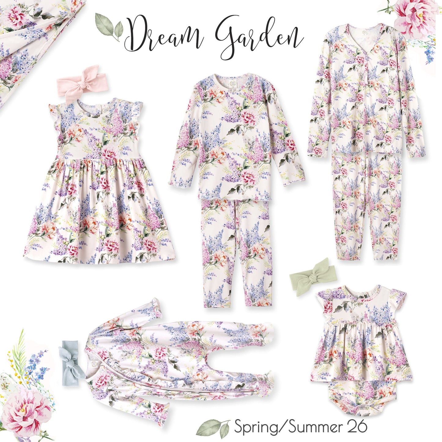 Dream Blossom Bamboo Kids Pajama Set with Floral Print