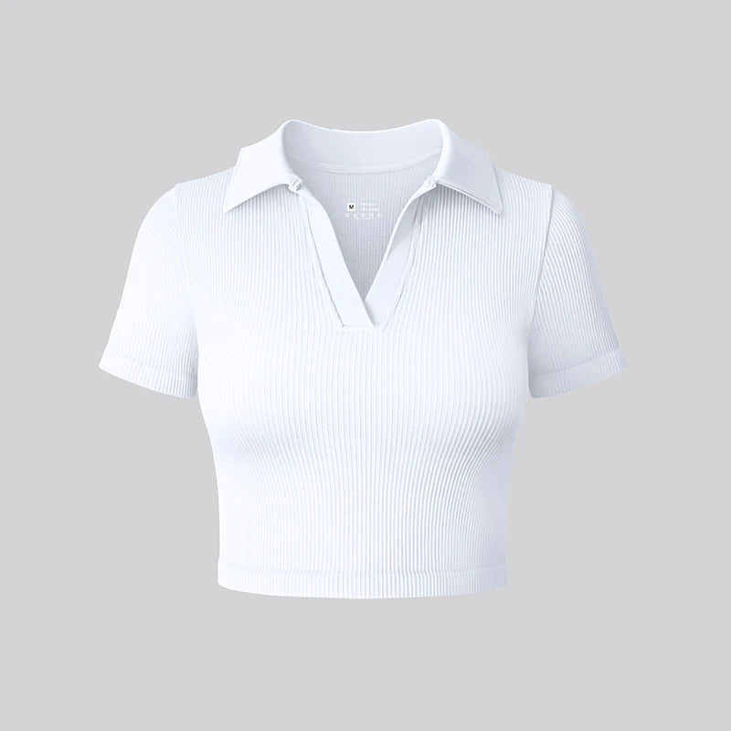 Women's T Shirt Short Sleeved Polo Shirt Casual Sports Tennis Shirt Tight Fit Fitness Yoga Top Ladies top