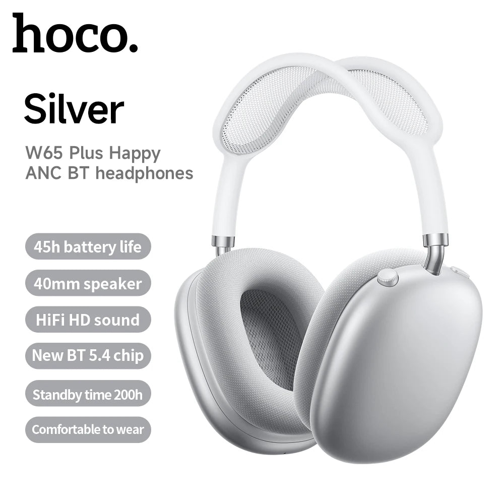 HOCO W65 Plus AirPods Max ANC Noise Reduction Bluetoothe Headphone Over Ear Big Earphones Hifi Headsets With Magnetic Earmuffs