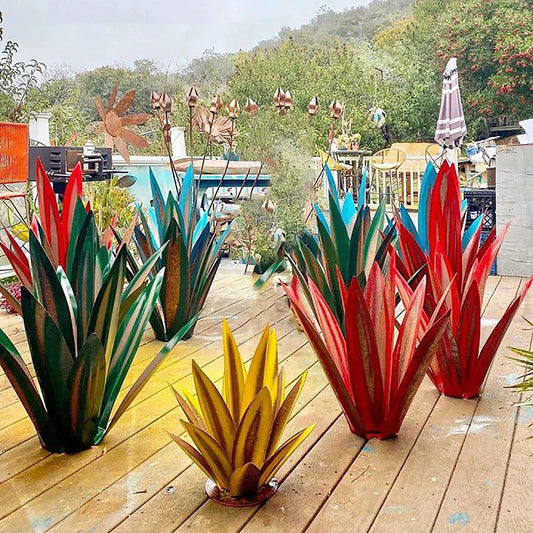 Large Tequila Rustic Sculpture Metal Agave Plants Hand Painted Garden Statue Ornaments Home Decor Yard Statue Outdoor Lawn Decor
