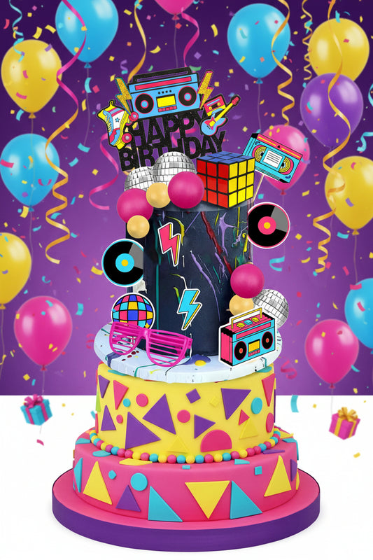 20-Piece 80s & 90s Cake Topper Set