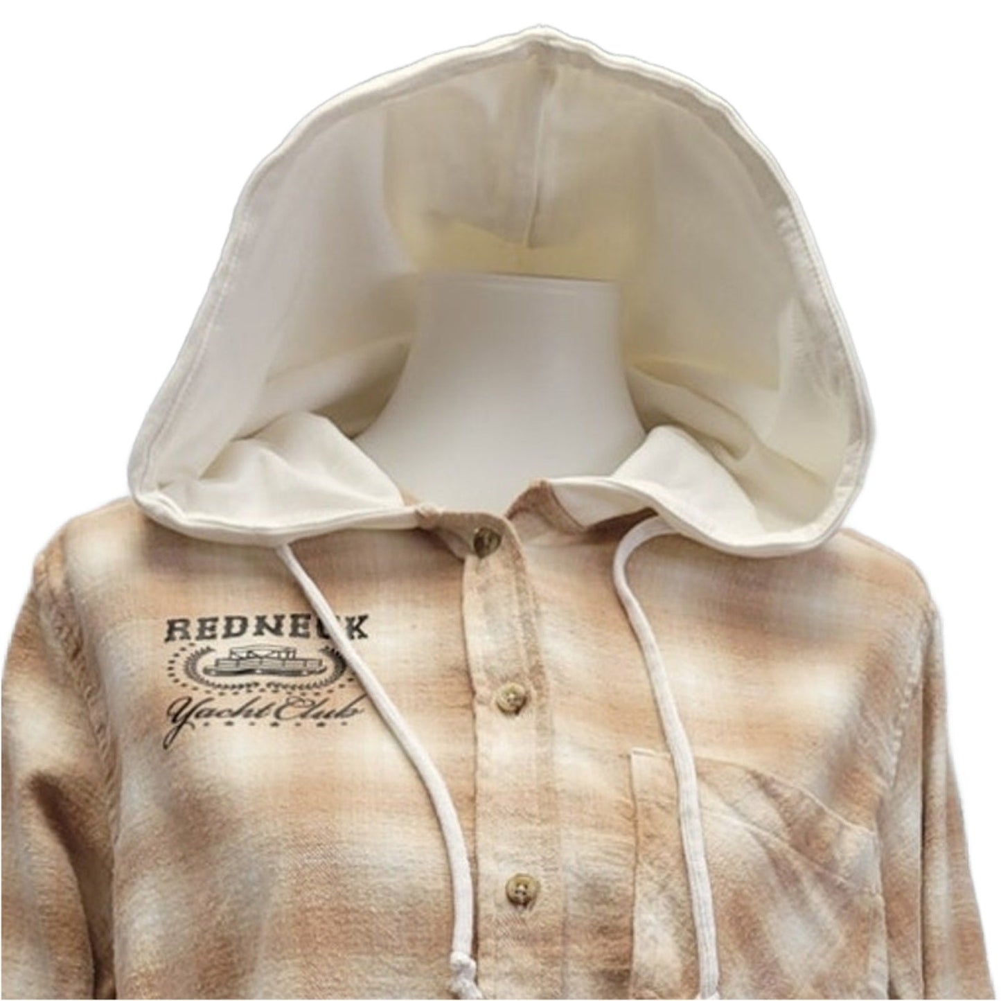 Hand Printed Women's Redneck Yacht Club Flannel Hoodie- XXL