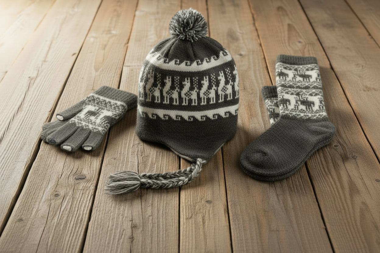 Alpaca Inca Hat, Gloves, Socks set