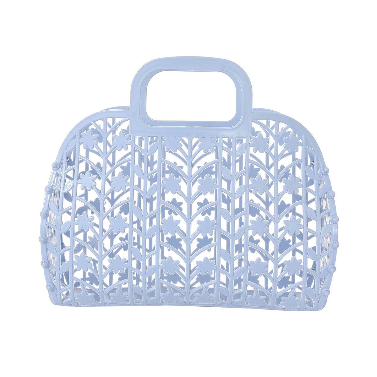 Blue Flower Jelly Purse | Mini Beach Tote