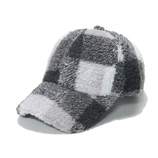 Lamb Wool Classic Plaid Baseball Cap